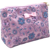 Net Red New Fancy Embroidery Lace Makeup Bag Portable Noble Temperament Carry-on Princess Wind Large Capacity Containing Bag