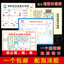 Acrylic fire safety evacuation diagram KTV hotel hotel shopping mall School apartment tight emergency escape channel line distribution management system Instruction logo Office house number customization