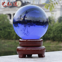 Blue crystal ball Crystal ball TV cabinet Window decoration Entrance partition Home office desk decoration ornaments