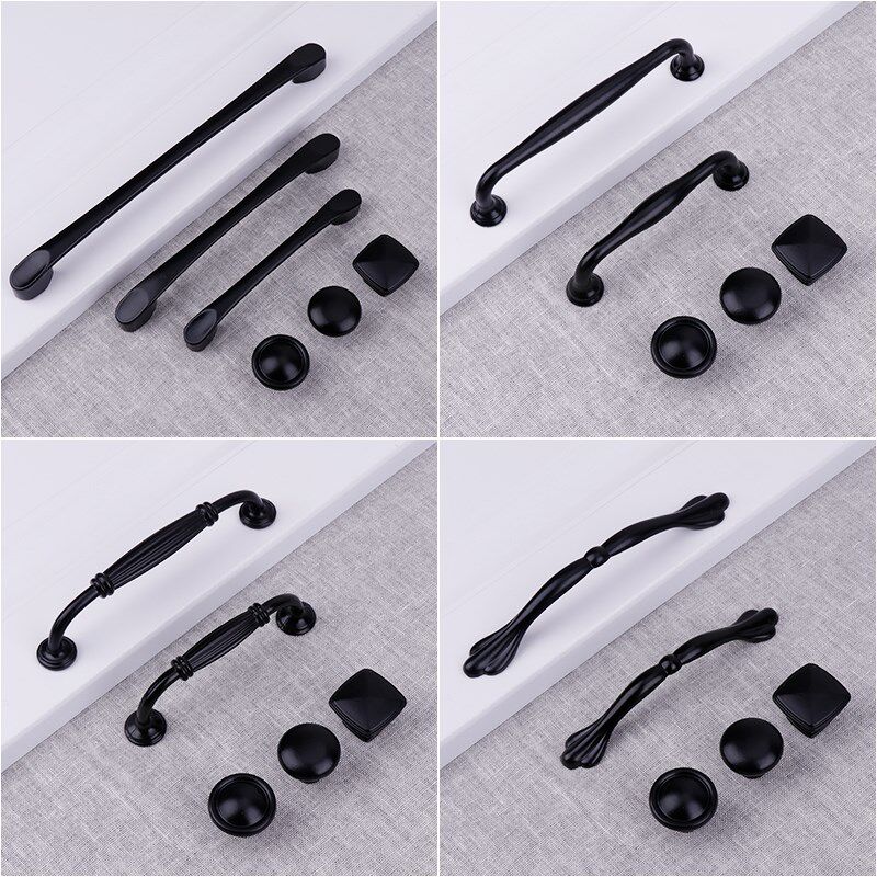 Overall cabinet drawer handle American black wardrobe door handle simple European cabinet single hole small handle