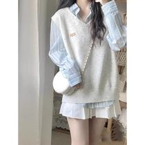 Womens Vest New 2024 Popular Spring and Autumn Short Sweater Wool Vest Fashion Casual Layered Sleeveless Vest