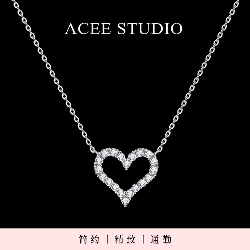 ACEEデザイン中空シルバーハートネックレス女性気質高級925スターリングシルバー色褪せない鎖骨チェーンジュエリー