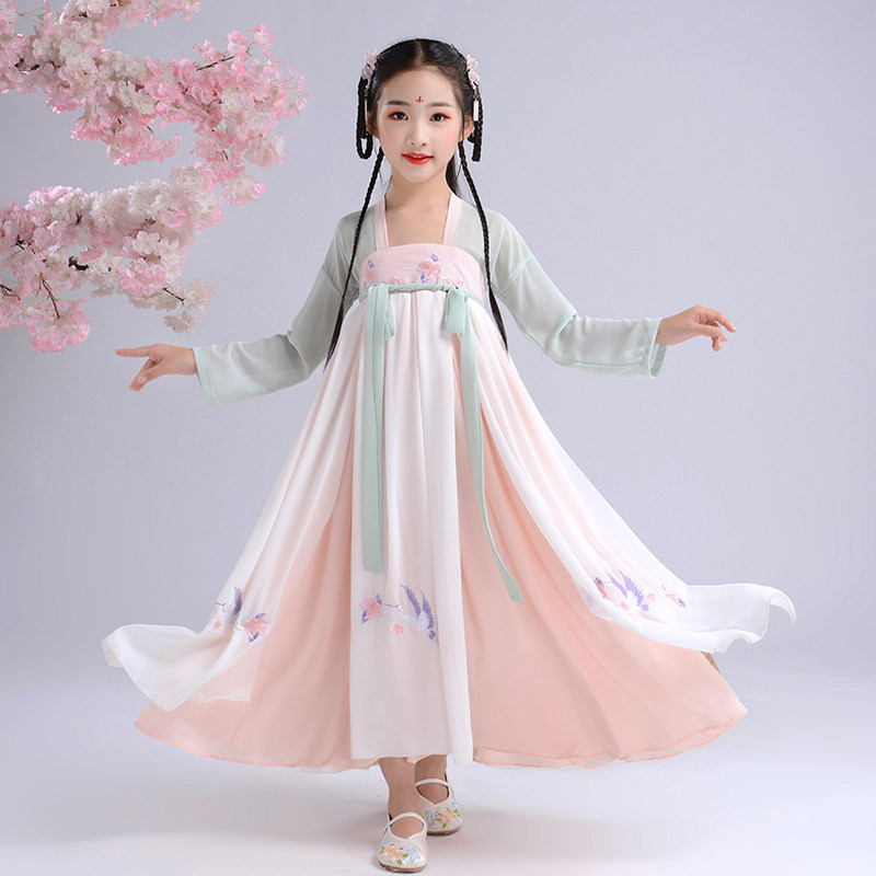 儿童汉服女童古装超仙小女孩中国风襦裙唐装宝宝飘逸公主连衣秋装