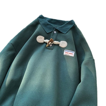 Fat mm waffle sweatshirt womens spring design niche chic coat loose polo collar top plus size womens clothing