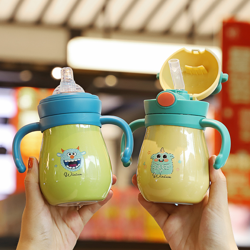 Baby thermos bottle baby with straw dual use 316 stainless steel newborn infant 1 year old children's water cup