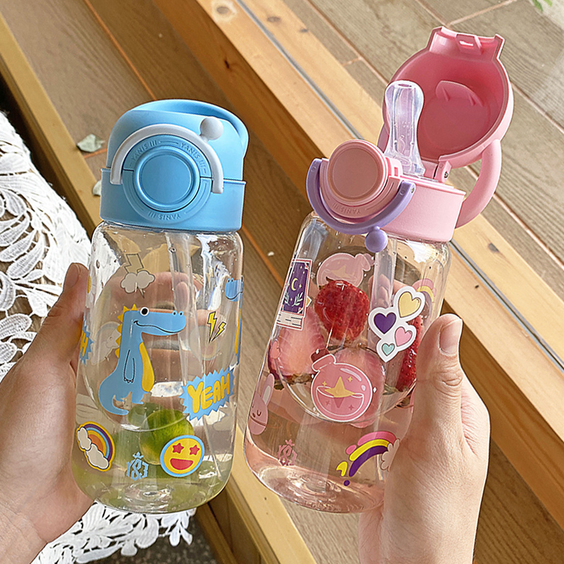Children's water cup straw water cup children go to school special summer kettle kindergarten baby anti-fall girl drinking water bottle