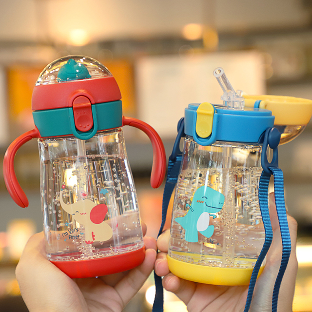 Baby water cup straw cup children drinking water cup go out to carry kettle kindergarten boys and girls anti-fall drinking water bottle