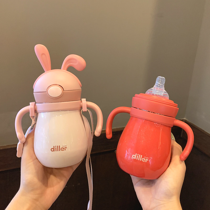 Baby thermos bottle bottle multi-use 316 stainless steel with straw dual-purpose baby milk pot young children pacifier type