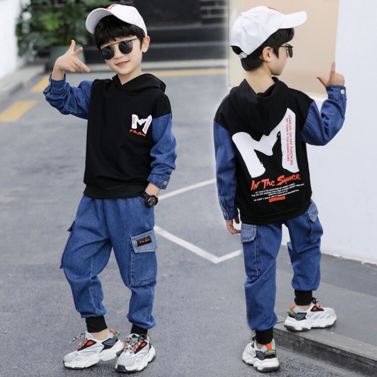 Children's clothing boys spring net red sweater suit new boys and children Korean version handsome foreign style trendy cool clothes