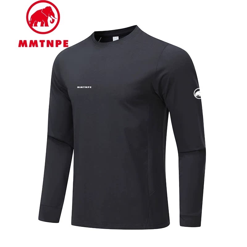 Mmtnpe Mammoth Arctic Elephant Outdoor Autumn and Winter Round Neck Quick-Drying Long-Sleeve T-Shirt Solid Color Hiking Daily Sports Top