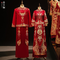 Show and dress The bride 2022 new spring Chinese wedding wedding clothes toast out of the attic wedding dress with a slim male and female suit