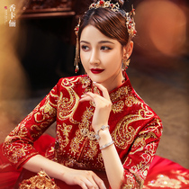 Summer Xiuhe dress bride 2021 new Chinese wedding thin section dragon and phoenix coat wedding dress toast dress thin wedding dress