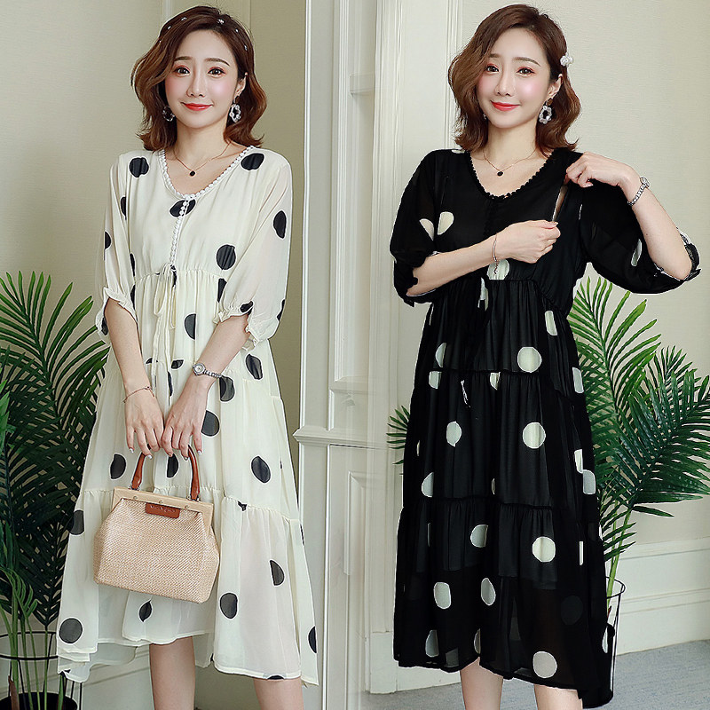 Pregnancy Woman Dress Summer Dress Mid-Damp Spicy Mother Personality Loose Snow Spinning Pregnant Woman Summer Dress Ocean Dress V Collar Long Dress