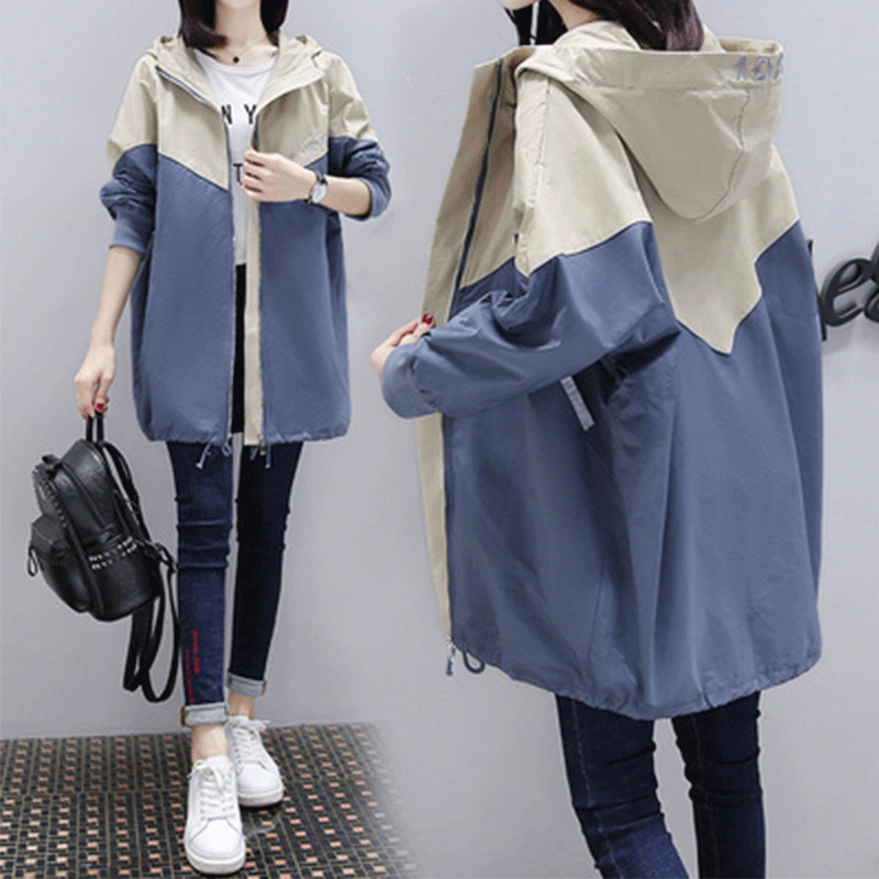 Pregnant woman jacket Spring and autumn Ji belly covered with Korean version of wind jersey net red loose large size for pregnant women's spring clothing jacket in the middle of a long version