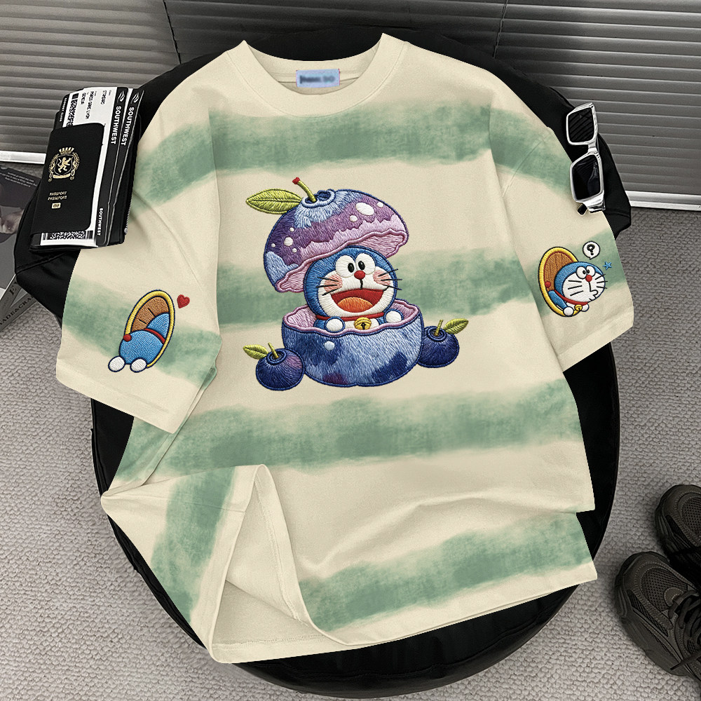 日常通勤小众设计感扎染圆领短袖男女款宽松百搭显瘦时尚气质上衣