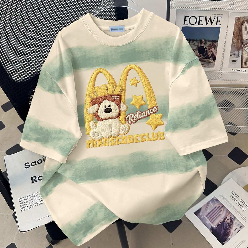 小众时尚独特夏季外穿流行宽松型男女款扎染圆领短袖T恤设计上衣