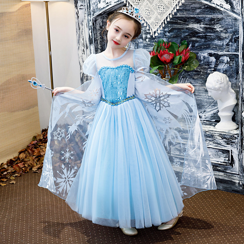 Halloween Frozen 2 children's princess dress Aisha elsa long skirt female dress Anna dress Aisha skirt