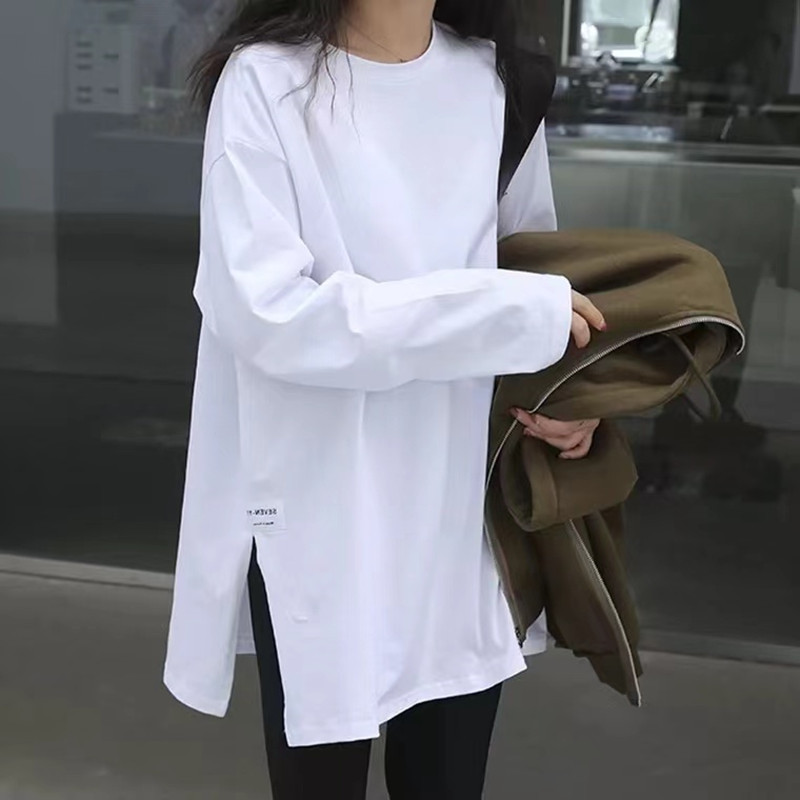 2022 Spring, Autumn and Winter Base Layer Shirts for Women, Fleece-Lined Layered Sweatshirts, Mid-Length Loose Long-Sleeved T-Shirt Tops 2022 Spring, Autumn and Winter Base Layer Shirts for Women, Fleece-Lined Layered Sweatshirts, Mid-Length Loose Long-Sleeved T-Shirt Tops