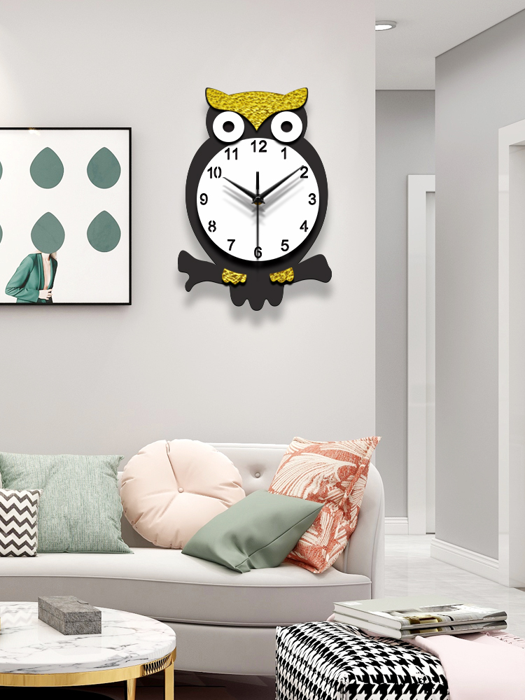 Cute cartoon children's wall clock fashion clock Bedroom owl creative mute personality home decoration wall hanging watch