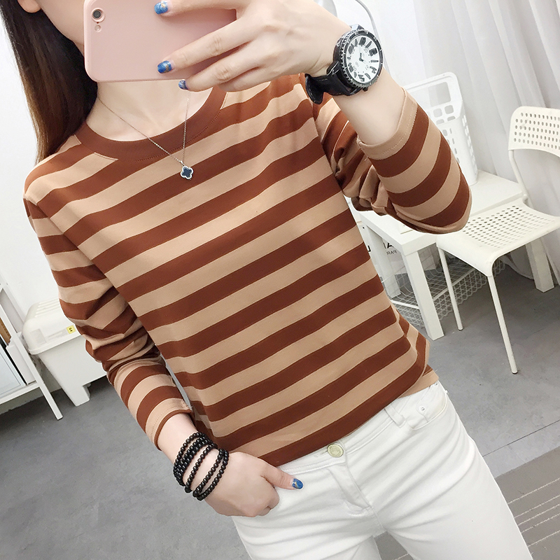2026 Autumn and Winter New Striped Long-Sleeve T-Shirt Women's Fashion Ins Super Popular Versatile Striped Print Long-Sleeve T-Shirt Top Trendy 2026 Autumn and Winter New Striped Long-Sleeve T-Shirt Women's Fashion Ins Super Popular Versatile Striped Print Long-Sleeve T-Shirt Top Trendy