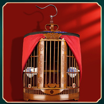 Thrush bird cage Bamboo boutique full set of accessories Bamboo woven high-end handmade old bamboo carved starling large bird cage