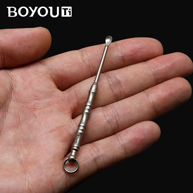 Boyou titanium alloy ear-digging spoon old-fashioned ear-digging spoon buckle ear pick earwax tool household stainless does not hurt cleaning