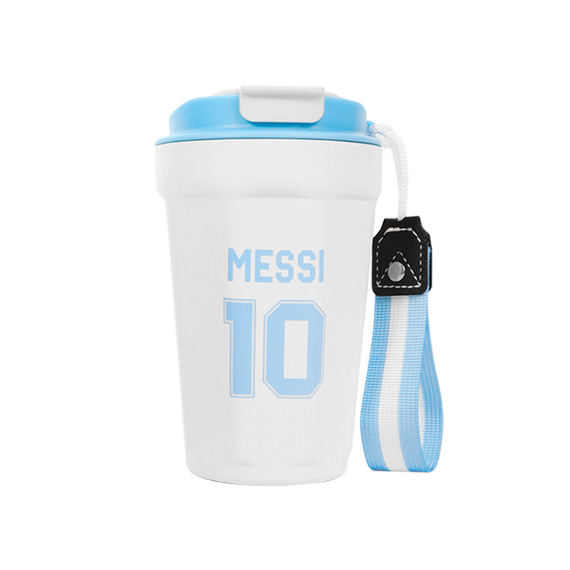 Argentina terma jamoasining rasmiy mahsulotlari máng Messi Seal Moviy va Oq 316 zanglamaydigan po'latdan yasalgan kofe kubogi Messiga muxlislik sovg'asi