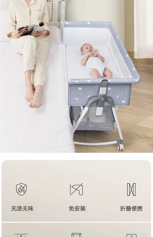 Giường Cũi Cho Bé Di Động Đa Năng Có Thể Gấp Gọn Giường Nôi Sơ Sinh Ghép Giường Lớn Có Thể Tháo Rời