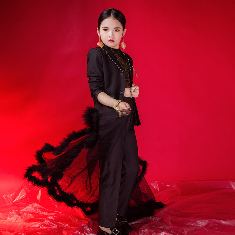 Rental children's dress Yangtze girl model Hackgold stage fashion show suit tide show outfit rental
