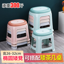 Children Plastic Stools Thickened Cartoon Short Stool Changing Shoes Bench Domestic Bench Tea Table Bathroom Anti Slip Round Stool Can Be Stacked