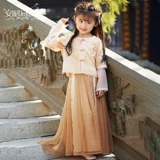 Детское ханьфу, демисезонный детский лонгслив, комплект, юбка, костюм, китайский стиль, 3-12 лет