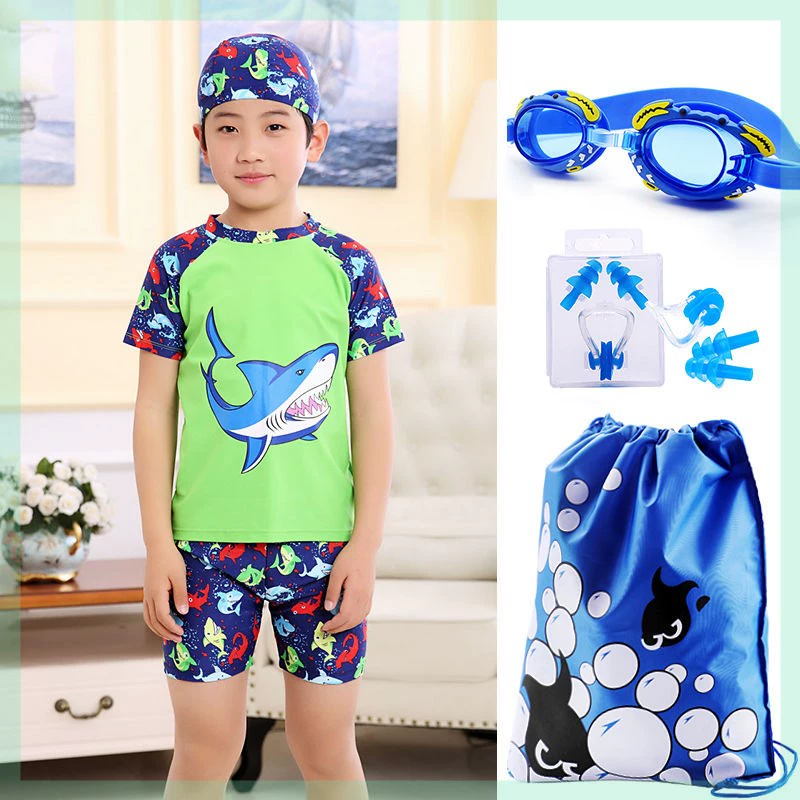 Bộ đồ bơi trẻ em dành cho trẻ em trai có kích thước lớn có kích thước vừa phải quần áo bơi ngắn tay dành cho trẻ em trai - Bộ đồ bơi của Kid