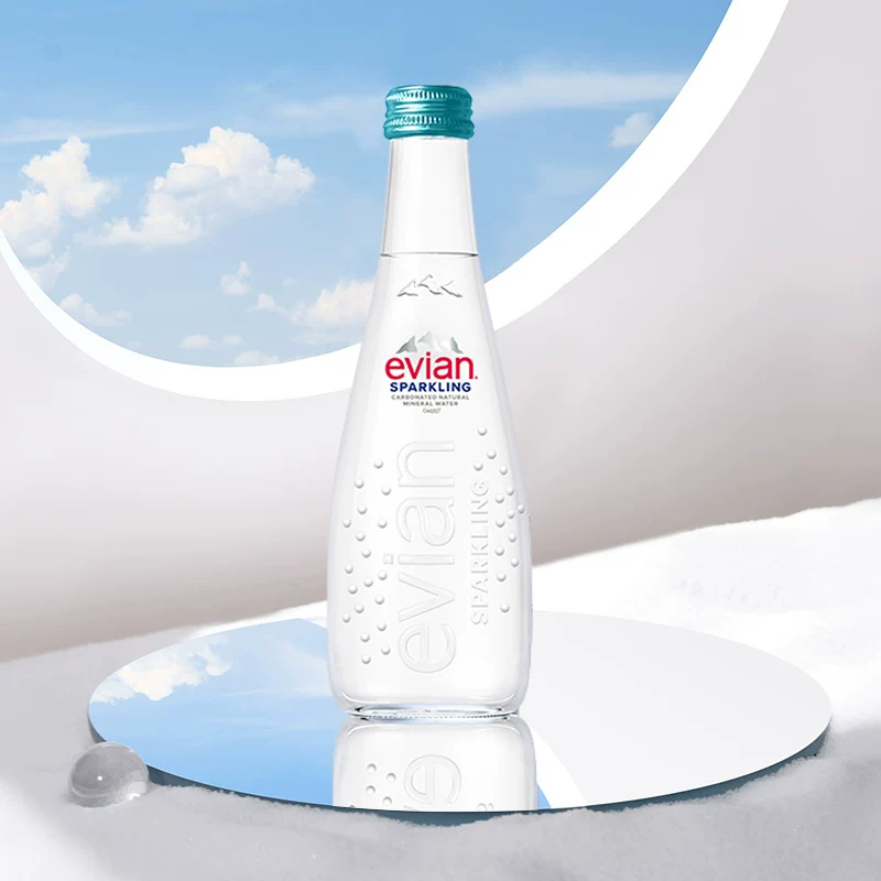ФранцузскаяEvian Evian натуральная минеральная вода 330мл*20 элитная стеклянная бутылка газированная вода 750*12