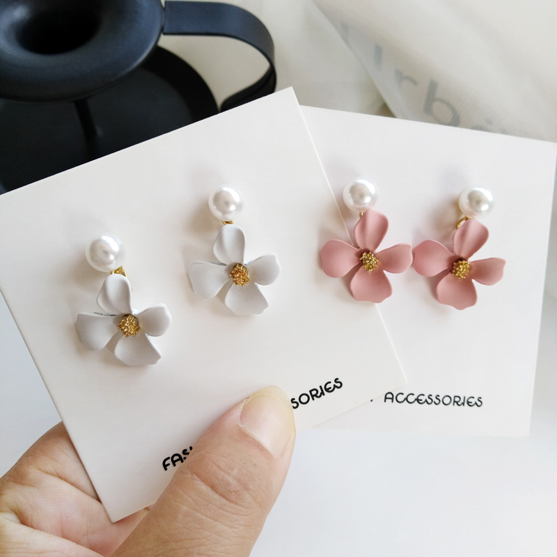 S925 silver vacation wind fresh flower earrings three-dimensional fashion trendy forest fairy lady earrings ear clip 61