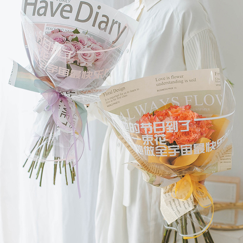 Waterproof bouquet packaging paper giftSend mom flowerflowerflowerflowerglass paper florist shop diy material