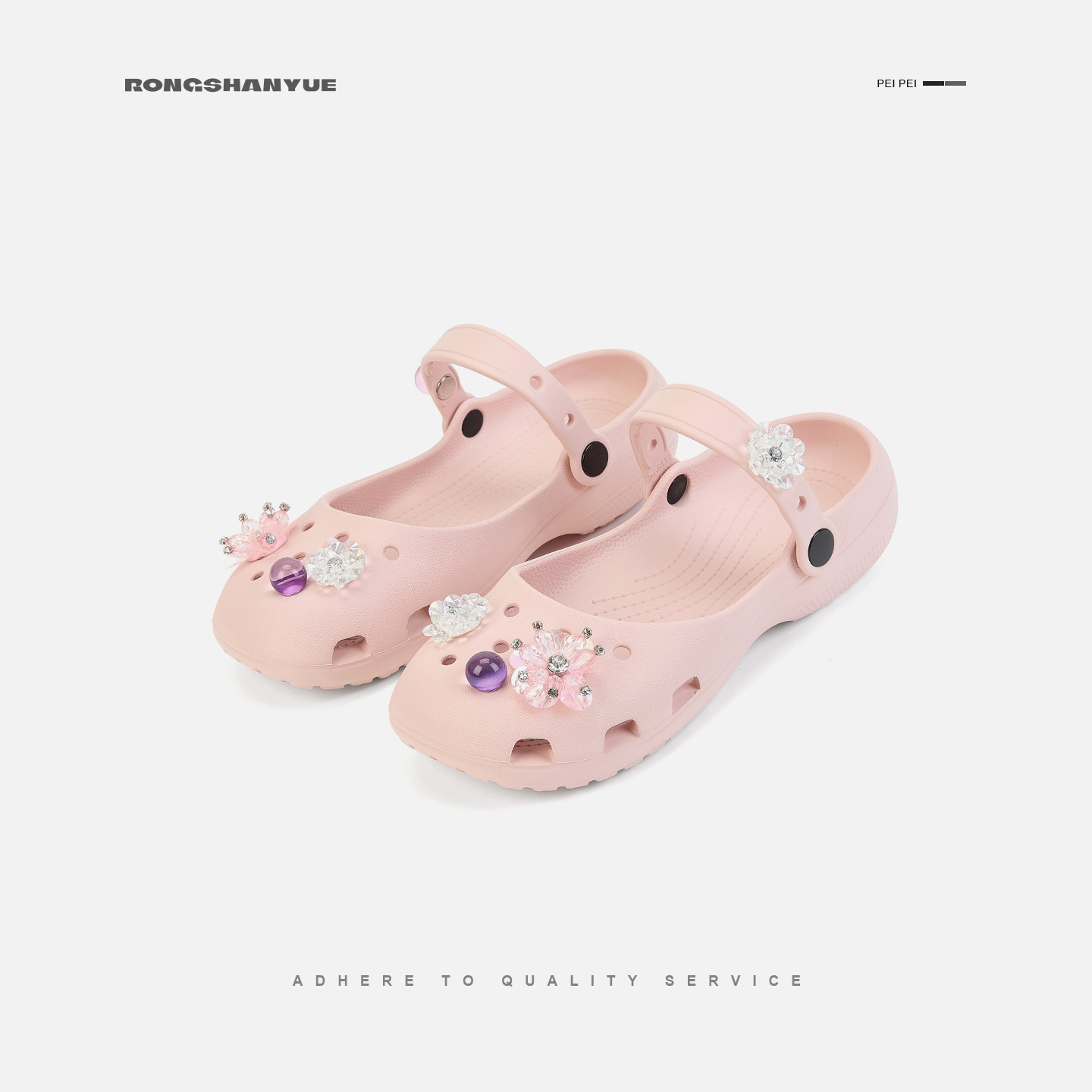 Rongshany [Flower Buckle] Mary Jane Women's Shoes Ballet Crocs Anti-Slip Sandals Flip-flops B1673