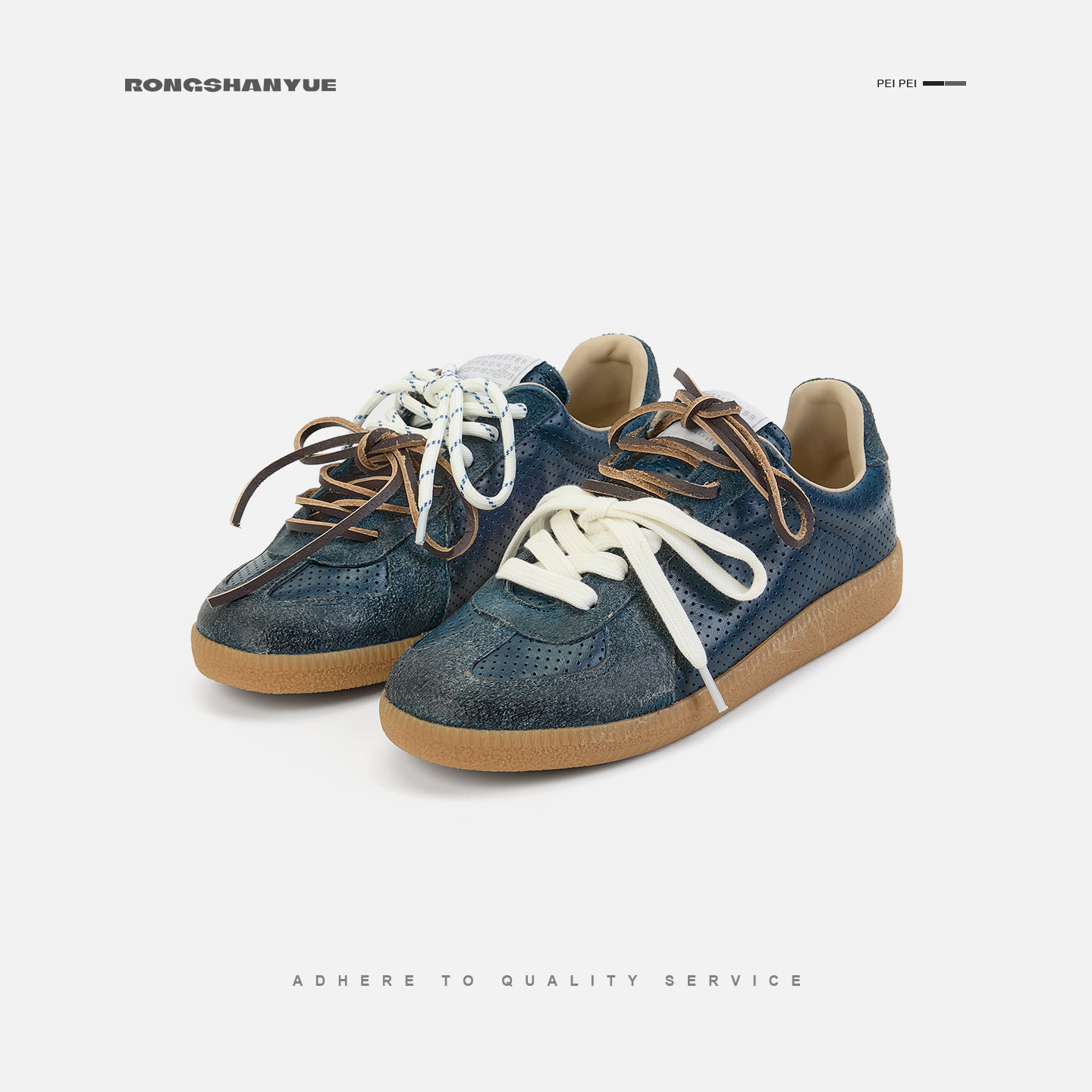 Rongshanyue Double Rope Leisure Sports Leisure Shoes Flat Retro Horsehide Training Shoes Women B1665