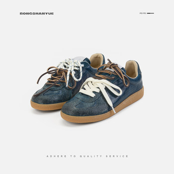 Rongshanyue double rope leisure sports leisure shoes flat retro horsehide training shoes women b1665