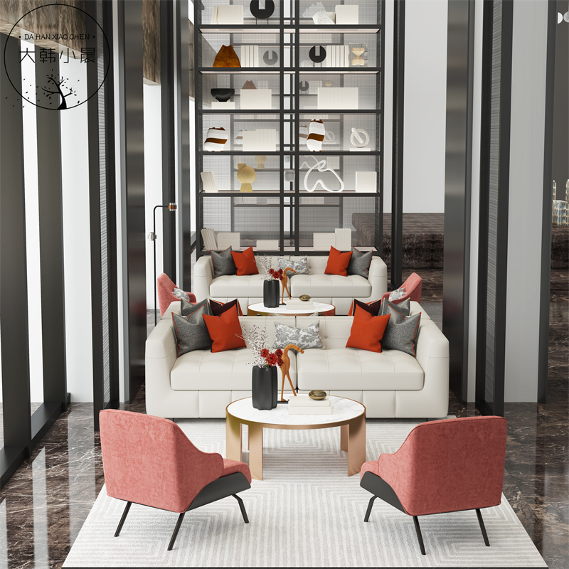 New Chinese Sample House Display Center Department Talks Sofa Hotel Lobby Tea Building Zen Leisure Area Reception Cassette Table And Chairs Combination