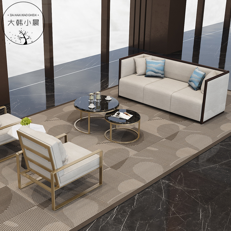 Sample house exhibition center negotiate curved sofa combination light luxury beauty salon soft furniture hotel lobby reception area card seat