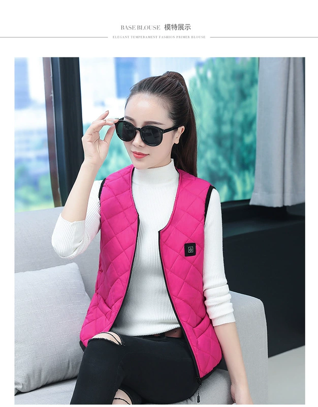 Điều khiển nhiệt độ thông minh sạc điện sưởi ấm áo vest cotton sưởi ấm áo vest tự sưởi ấm mùa đông ấm áp toàn thân quần áo vest dành cho nữ áo điện sưởi ấm quần áo sưởi ấm