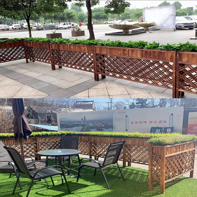 Dining room partition flower shelf isolation living room restaurant coffee outdoor anti-corrosion wood flower trough balcony decoration fence flower box