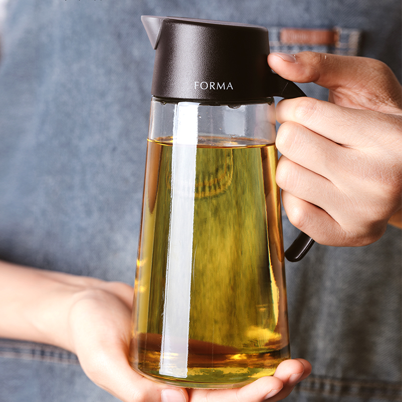 Japan Imported Glass Oil Pot Home Automatic Open And Close Oil Spill Tank Kitchen Oil Vinegar Tank Eu Style Soy Sauce Vinegar Sauce Bottle