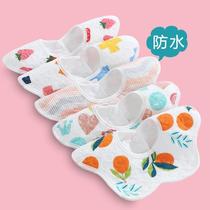 Waterproof bib pure cotton gauze cotton childrens petal baby bib baby 360 degree rotating saliva towel bib