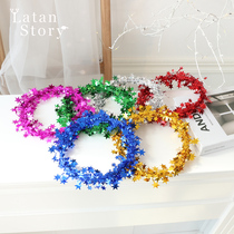 Christmas decorations 7 5 meters iron gold five-star pull-colored strip stores with small pendulum