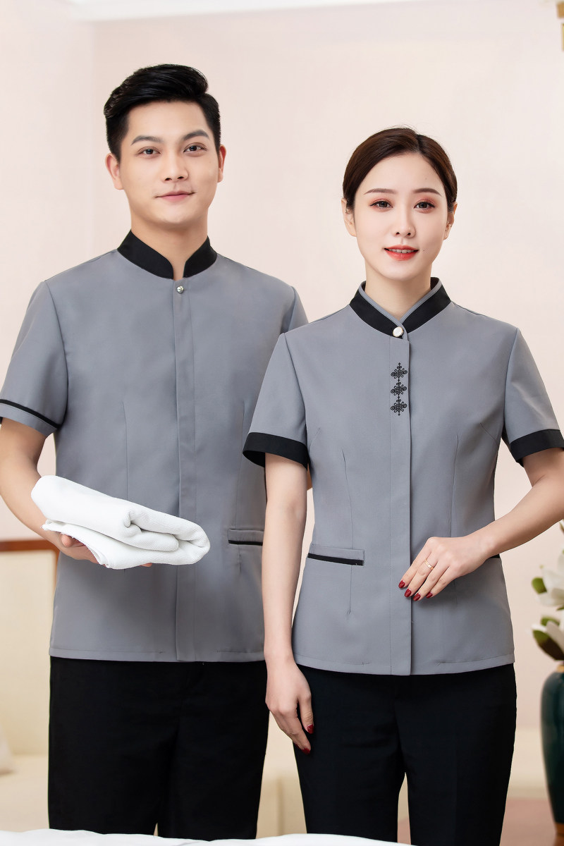 Cleaning staff work clothes summer half-sleeved hotel room housekeeping property community cleaner aunt cleaning clothes short-sleeved