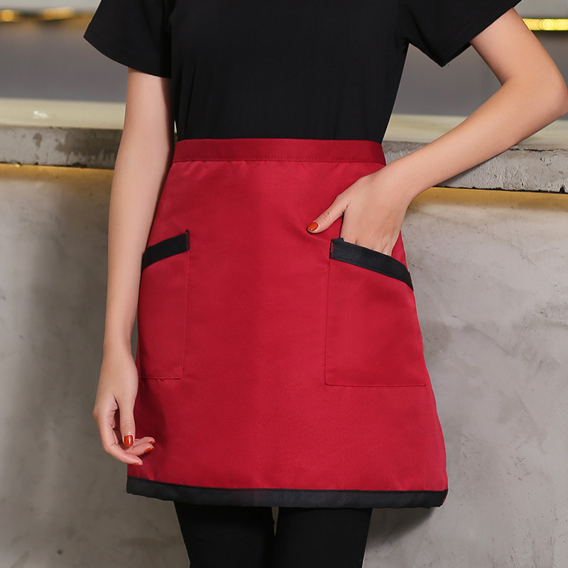 Catering hot pot restaurant waiter work clothes half small apron kitchen waterproof oil hanging neck long apron custom logo