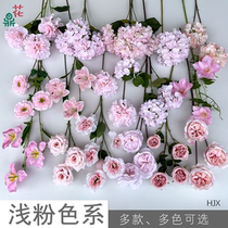 25-year-old light pink flower material fresh style wedding hall decoration silk flowers wedding path leading high-ceiling flower arrangement artificial flowers