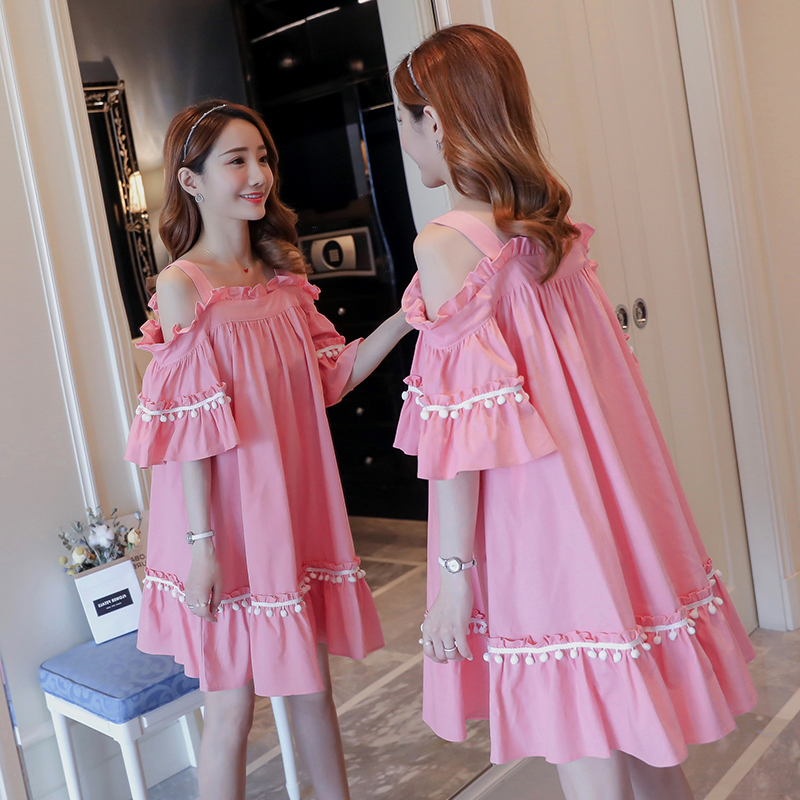 Western fashion maternity fashion hot mom personality summer dress pregnant women off-the-shoulder dress blouse long summer skirt