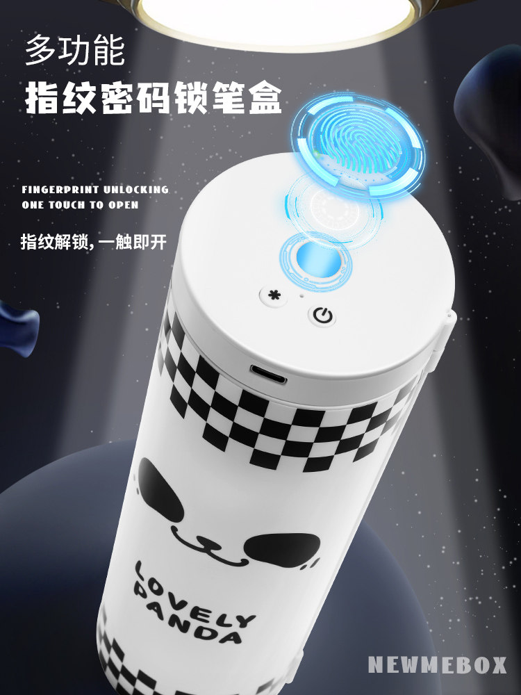 Multifunctional Pencil Case with Fingerprint Unlocking and Password Lock, High-Tech Pencil Case for Boys and Girls, Special for Primary School Students, Double-Opening, Large-Capacity Cylindrical Storage Pencil Bag, Birthday Gift, Trendy and Fashionable Pencil Case